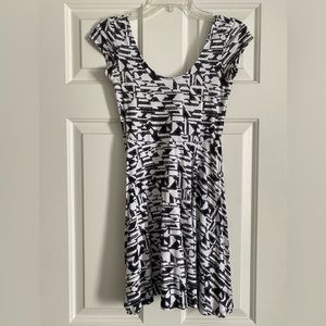 Black & White Skater Dress, Size XS